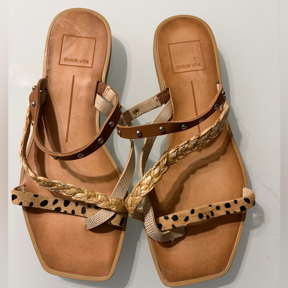 Dolce Vita Tan and White Strappy Sandals - Picture 2 of 5
